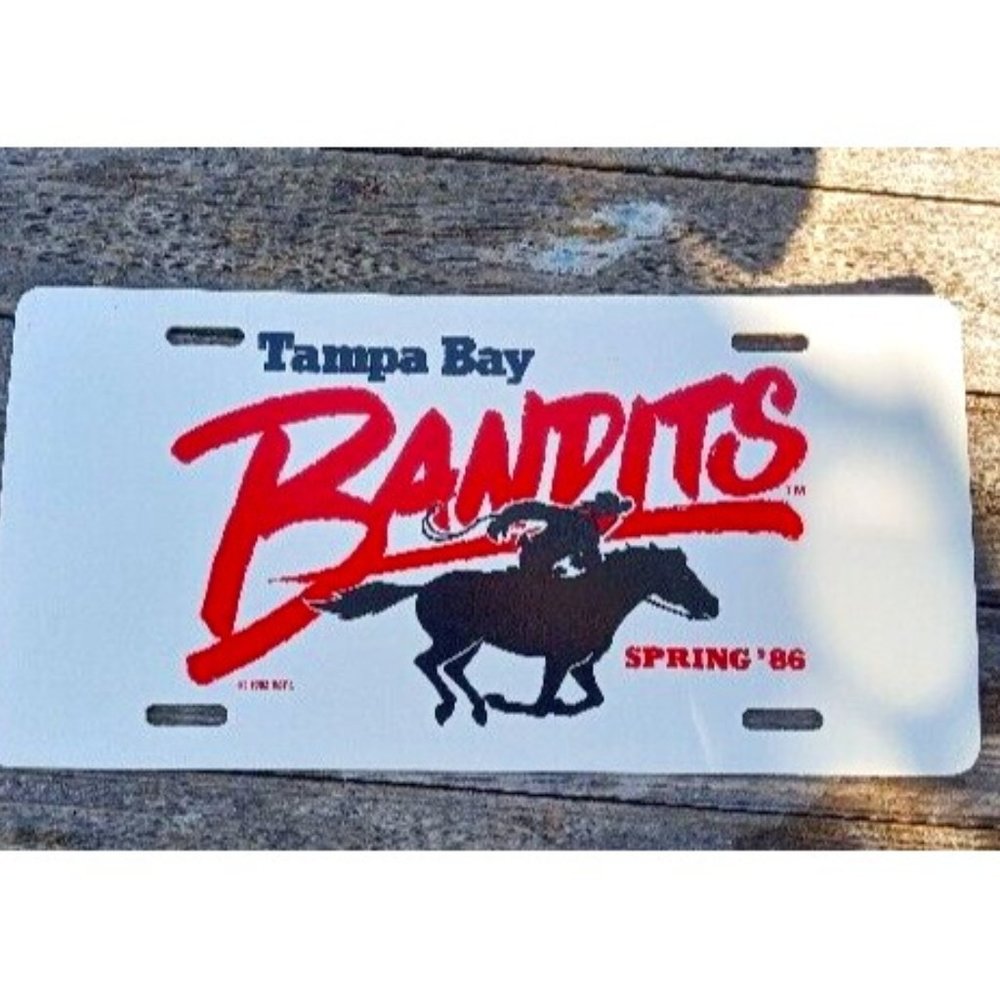 Tampa Bay Bandits License Plate plastic USFL 1982 Spring '86 Fast Shipping!!